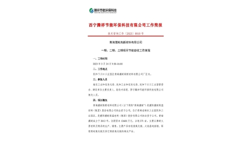 青海濮耐高新材料有限公司一期、二期、三期項目節(jié)能驗收工作簡報